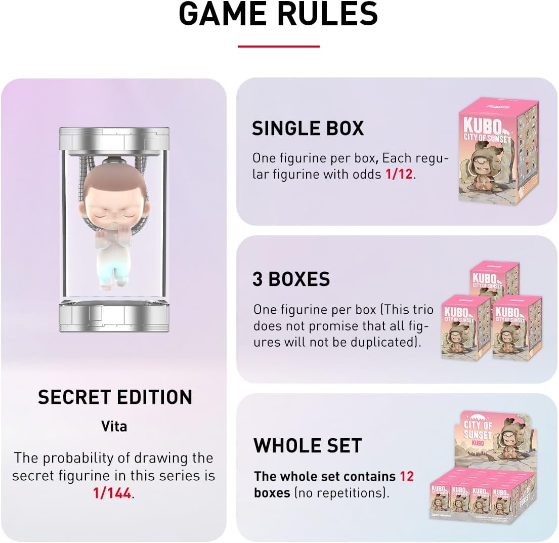 POP MART Kubo City of Sunset Series Blind Box Figures, Random Design Action Figures Collectible Toys Home Decorations, Holiday Birthday Gifts for Girls and Boys, Single Box