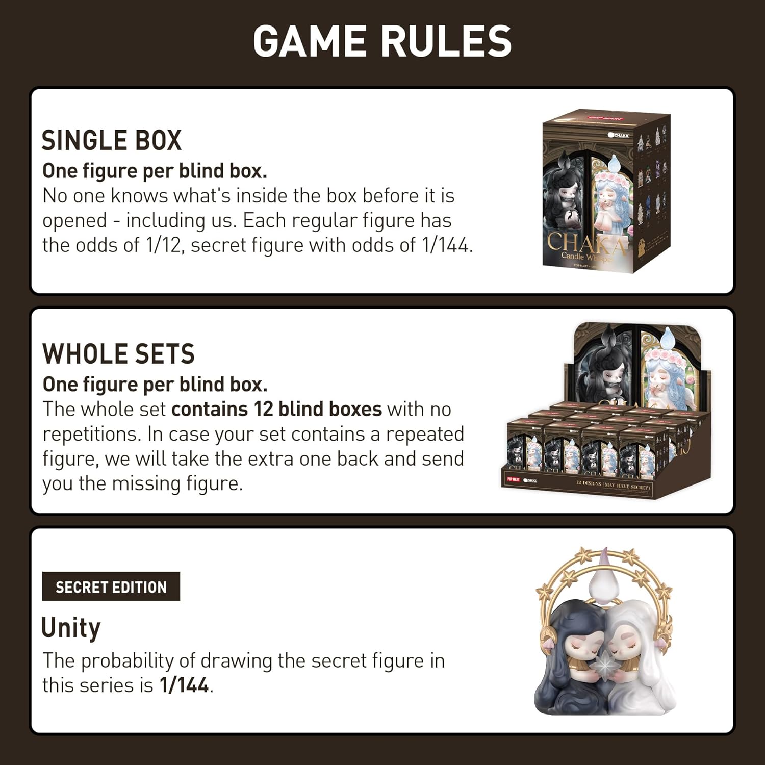 POP MART Chaka Candle Whisper Series Blind Box Figures, Collectible Toys Home Decorations, Holiday Birthday Gifts for Girls and Boys, Single Box