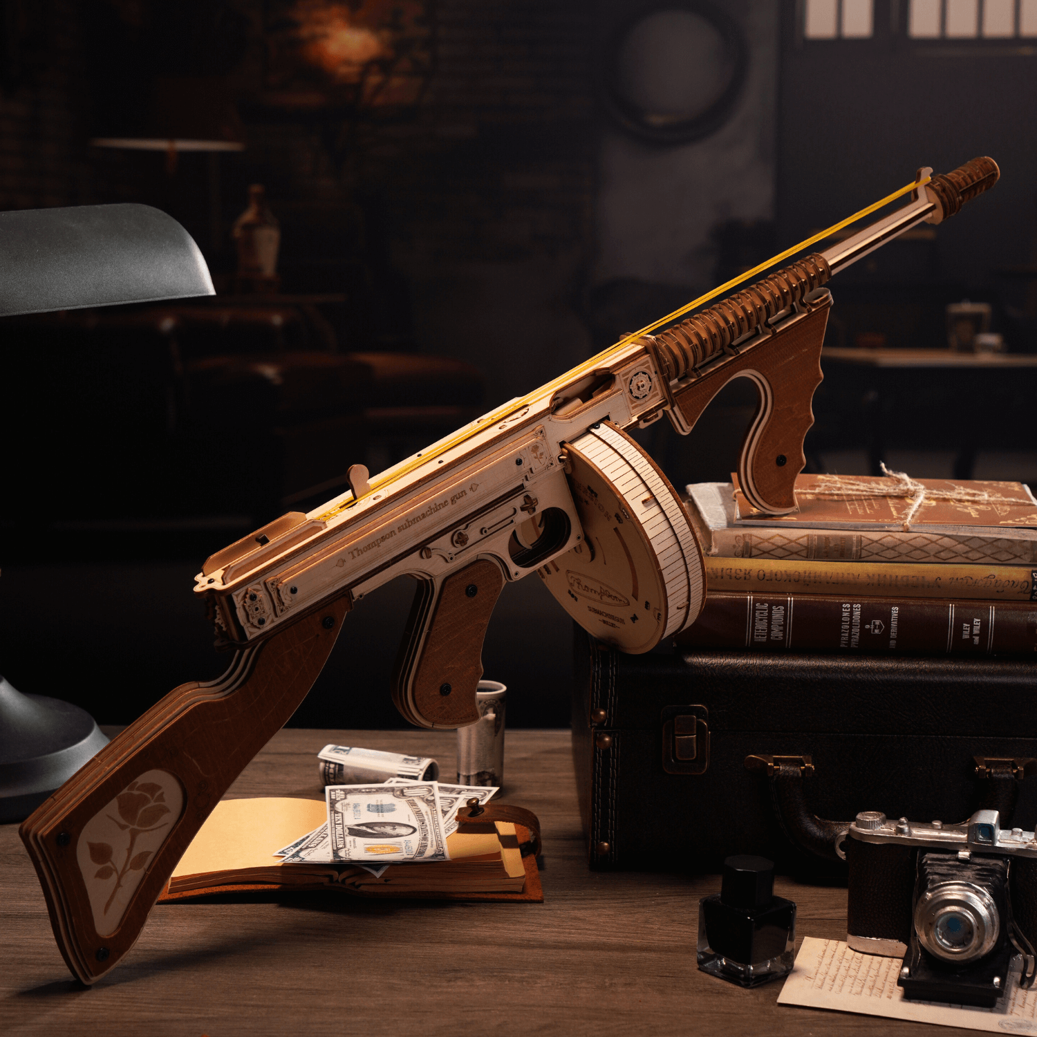 ROKR Thompson Submachine Gun Toy 3D Wooden Puzzle LQB01