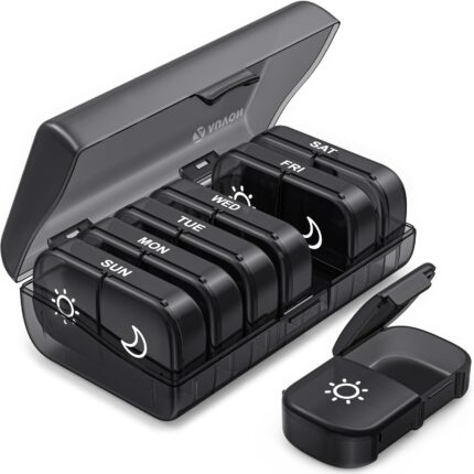 AM PM Weekly Pill Organizer – Travel-Friendly. Large Capacity & BPA-Free